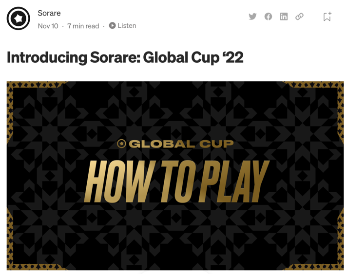sorare global cup how to play